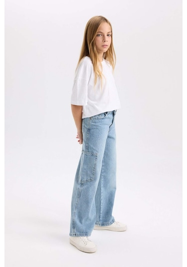 Defacto Kız Çocuk Wide Leg Kargo Cepli Geniş Bol Paça Jean Pantolon D3718a824wnnm28 Mavi Defacto Kız Çocuk Wide Leg Kargo Cepli Geniş Bol Paça Jean Pantolon D3718a824wnnm28 Mavi