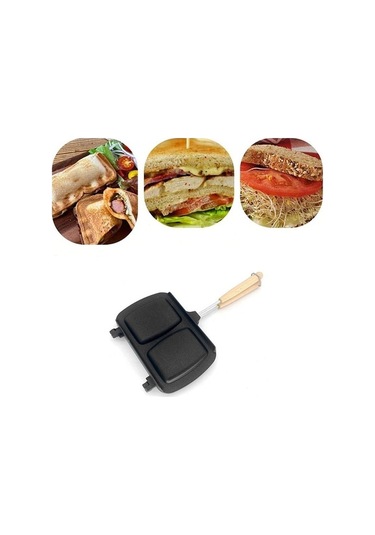 Ulzyvf Yapışmaz Alüminyum Alaşımlı Siyah Panini Ve Sandviç Tavası Yx Siyah