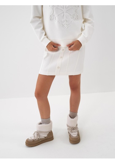 Ekru Pamuk Dokulu Regular Fit Etek 270403 Ekru