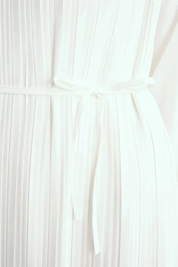 Armine Elbise Ortd9435-1 Ekru Beyaz