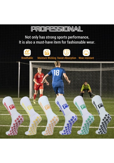 Folinda Profesyonel Futbol Çorapları, Silikon Süpürge Anti Kayma, Spor Antrenman Maç İçin, Mavi Mavi