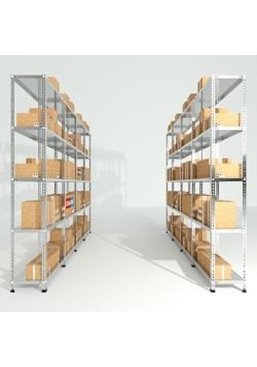 Rafburada 5 Katlı 3'Lü Bitişik Galvaniz Çelik Raf.Depo,Dosya Raf 43 x 60 x 200 CM Kalınlık 0.70 MM