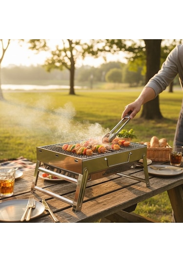 Madfox Roadtrip Portatif Katlanır Bbq Mangal Açık Gri