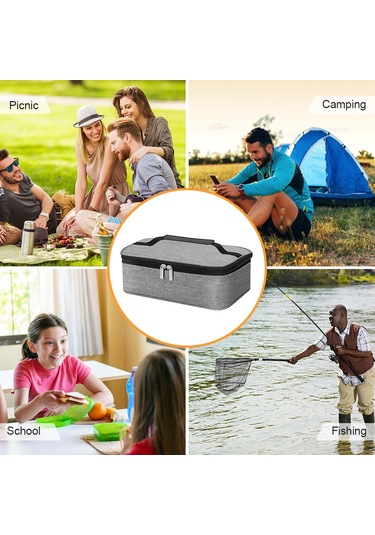 Yifomall Gri Isı Saklama Yemek Çantası - Oxford Kumaş + Köpük + Alüminyum Folyo - 25x16x8cm Gri