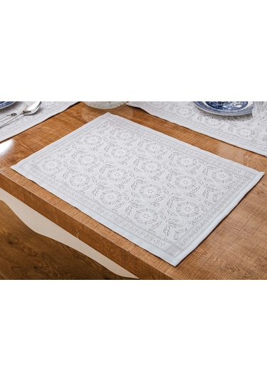 Finezza İris Jakar Polyester Kumaş Bej Amerikan Servis 33x46 cm Gri 4 Ad.-1389 Bej