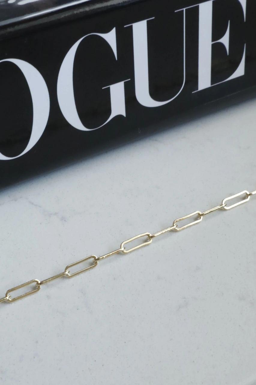 Kadın Kolye Kararmaz 14k Altın Renk Vip Seri İthal Küçük Elips Zincir Kolye Altın