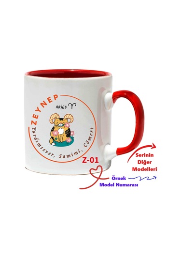 Kişiye Özel Kırmızı Kupa, Burçlara Özel Kırmızı Kupa Bardak Z1 Serisi