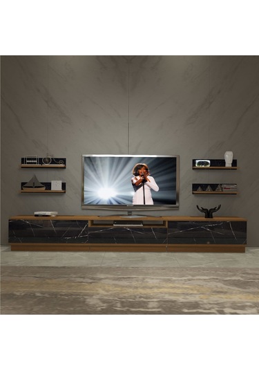 Decoraktiv Trendstyle 270rs Mdf Tv Ünitesi Tv Sehpası Ceviz - Siyah Mermer