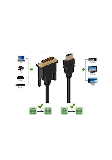 Hdmi To Dvi 24+1 Dvi To Hdmi Kablo Altın Uçlu 1.8M