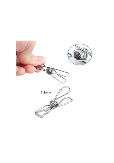 Leezsing Stainless Çelik 5.6cm Giyim Klembi Seti - 20 Adet, Doğal Kurutma, Hafif Ve Pratik, Gümüş Renk Gümüş