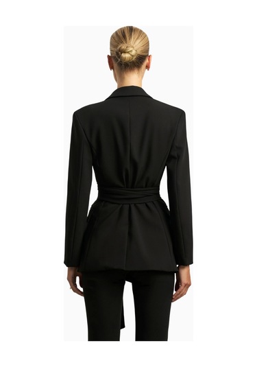 Because Of Alice Classic Blazer With Belt Klasik Blazer Kadın Ceket Siyah