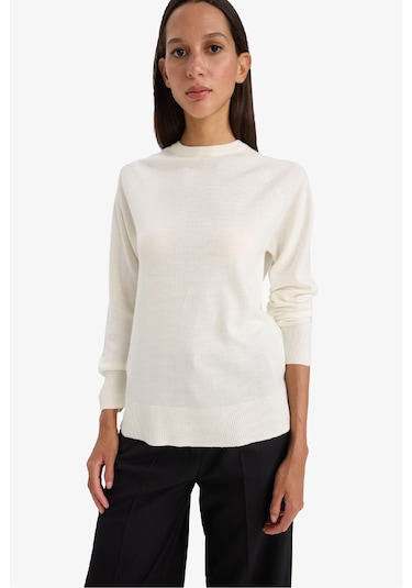 Defacto Relax Fit Bisiklet Yaka Basic Düz Triko Kazak I6913az25wner99 Ekru