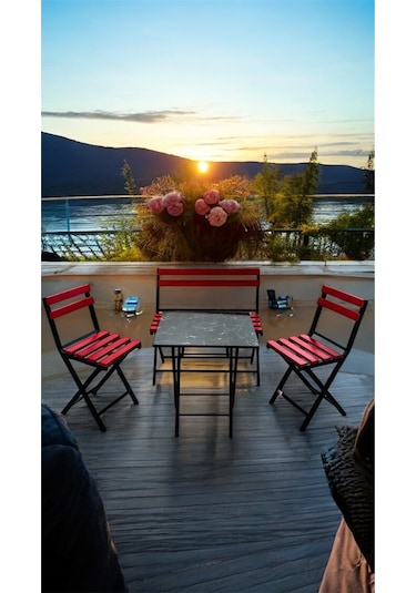 Modern Balkon Bahçe Mutfak Bistro Set Katlanır Masa-sandalye Kırmızı