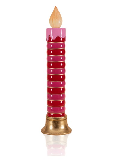 Yılbaşı Süsü Led Işıklı Halkalı Mum Pembe Kırmızı 97 Cm