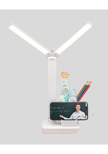 Bfs Kalemlik Ve Telefon Standlı Masa Lambası Kısılabilir Led Işık, Göz Dostu Tasarım Çok Renkli