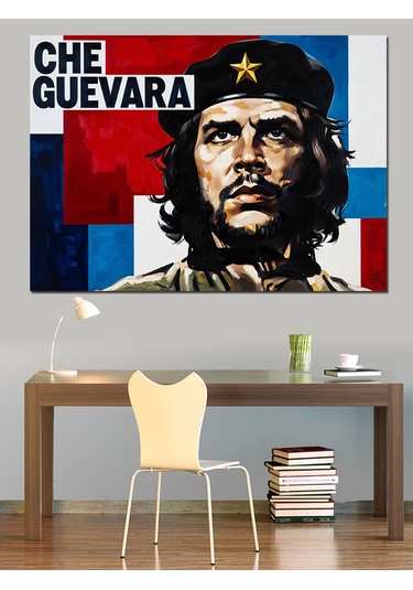 Che Guevara Portre İllüstrasyon Dekoratif Kanvas - Mdf Ahşap Tablo