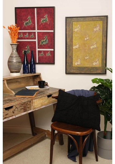 Peraluna Foam Pıllow Şifon Şerit Triko Yastık Kılıfı 60x40 Cm Siyah - Siyah