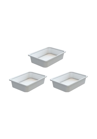 Montessori Oyuncak Dolabı Kutusu Saklama Kutusu Çocuklar İçin Aktivite Kutusu 3 Adet Beyaz Beyaz