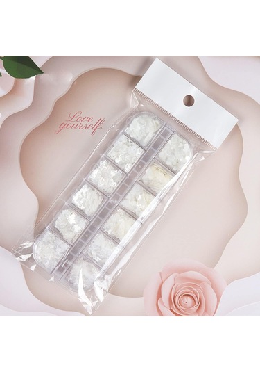 Parlak Beyaz Tırnak Süsleme Folyo Pulları Karışık Dizayn Kelebek Kalp Harfler Yıldızlar Nail Art