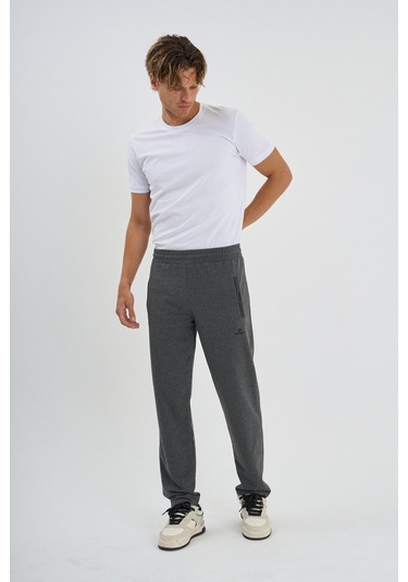 Shooter Sportswear Mevsimlik Antrasit Erkek Eşofman Altı Rahat Kalıp Fermuar Cepli Düz Paça Antrasit