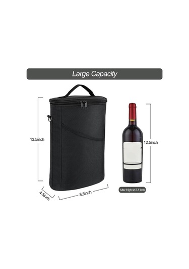 Dolıty 2 Şişe Şarap Tote Çantası Balıkçılık Plaj Açık Siyah Çok Renkli