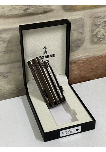 Promise Gaz Göstergeli Üçlü Ateşlemeli Füme Renk Kişiye Özel Çakm