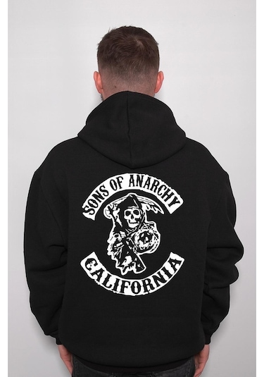 Baskwear Sons Of Anarchy California Logo Sweatshirt Unisex Kapüşonlu Hoodie SIYAH