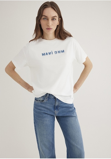 Mavi - Mavi Baskılı Ekru Tişört 1613146-70057 Ekru
