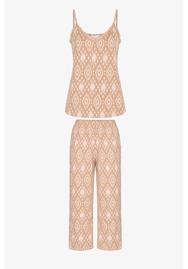 Penti Bej Belle Pamuklu Kapri Pijama Takımı