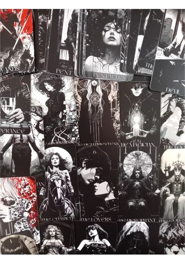 English Tarot 78 Cards İngilizce Tarot Kartı - Monochrome Tarot