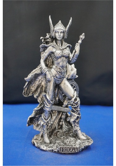 Frigga Tanrıca Heykeli - 25 Cm Mitolojik Dekoratif Biblo, Ev & Ofis Aksesuarı Gümüş