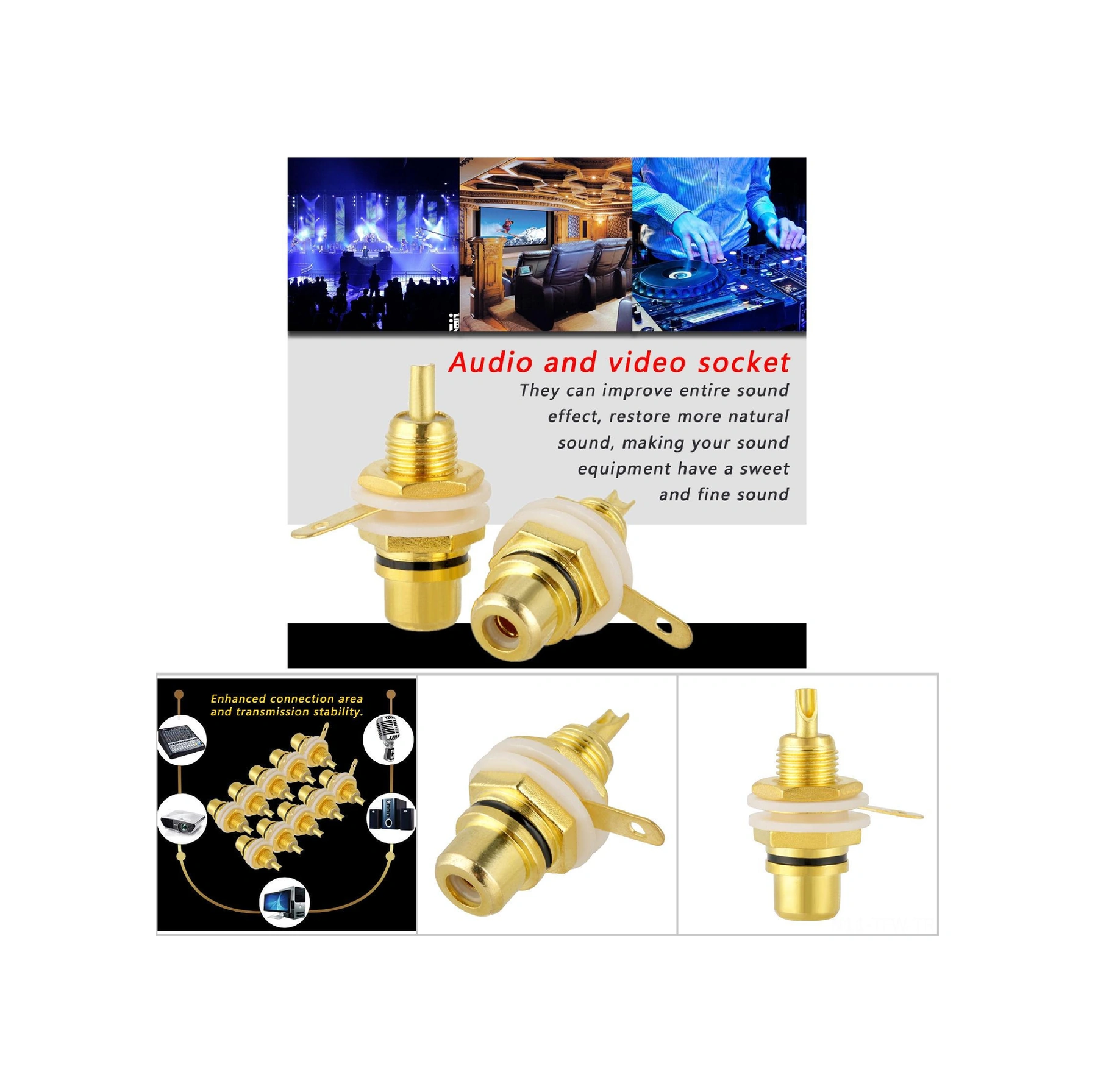 Tenfowee 10 Adet Siyah Altın Kaplama Bakır Rca莲花母座 - Hızlı Aktarım, Eşit Ses Kalitesi Ve Stabil Bağlantı İle Ses Ekipmanları İçin
