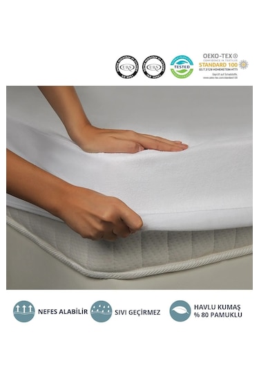 Havlu Fitted Su Sıvı Geçirmez Yatak Koruyucu Alez Çarşaf Beyaz