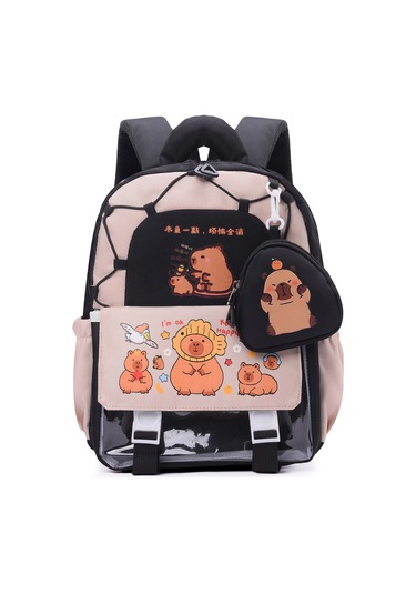 Hafif Rahat Çocuk Sırt Çantası Yeni Büyük Kapasiteli Karikatür Sevimli Kız Sırt Çantası Oxford Bez Okul Çantası Antrasit - Siyah