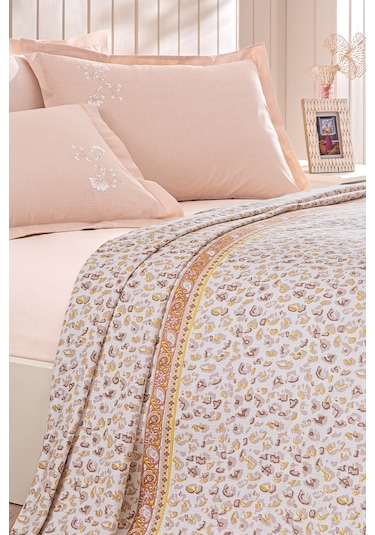 Puffy Perula Tek Kişilik Pike Takımı - Pudra