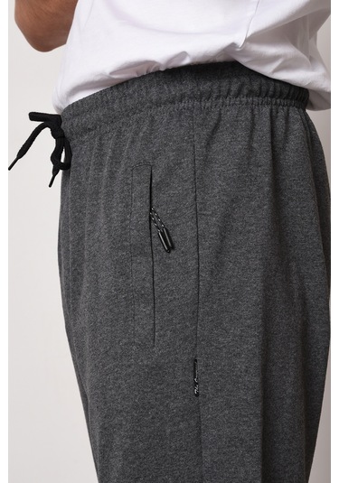 MMetalic Erkek Lacivert Düz Paça Cep Fermuar Detaylı Rahat Kesim Eşofman Altı Mtlc046 001 Antrasit