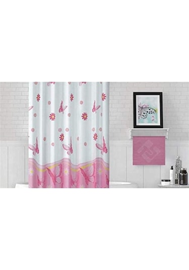 Jackline Duş Perdesi 6020 Model Çift Kanat 2X110 X200Cm Pembe-Beyaz
