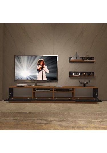 Decoraktiv Trendstyle 220r Mdf Tv Ünitesi Tv Sehpası Ceviz - Siyah Mermer