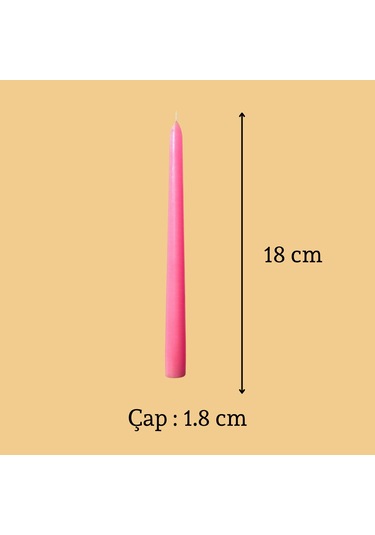 6 Lı Kısa Pembe Konik Şamdan Mum Yükseklik 18 Cm Pembe