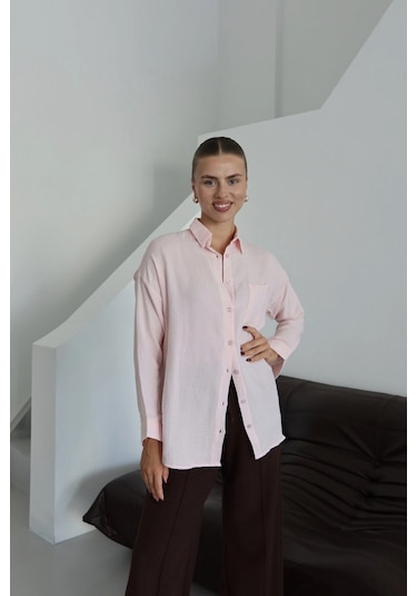 Kazax Tek Cepli Müslin Gömlek Pembe Pt Pembe