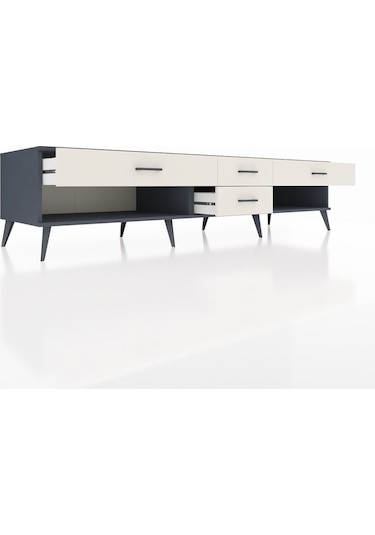 Kronos Tv Ünitesi 4 Çekmeceli 220x59x51 Antrasit-aytaşı Aytası/aytası - Antrasıt