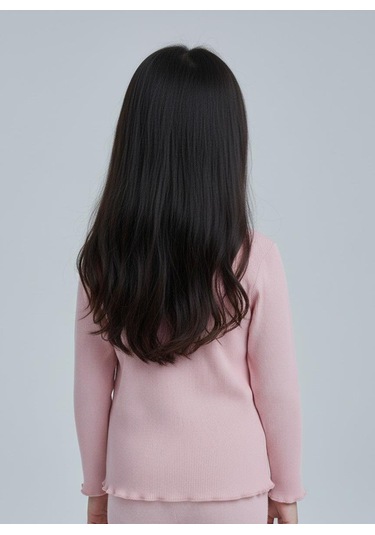 Kız Çocuk Fitilli %100 Pamuklu Düğmeli Hırka Gül Kurusu