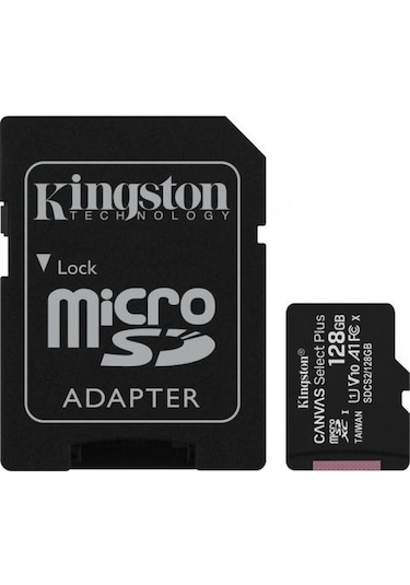 Kingston Canvas Select Plus SDCS2/128GB 128 GB MicroSDXC Class 10 UHS-I Hafıza Kartı + Adaptör