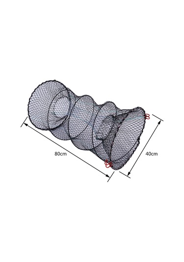 Kosona 80 Cm Uzunlukta 40 Cm Çaplı Çift Girişli Katlanabilir Galvanizli Çelik Ve Nilon Krab, Karides, Yengeç Tutma Ağı