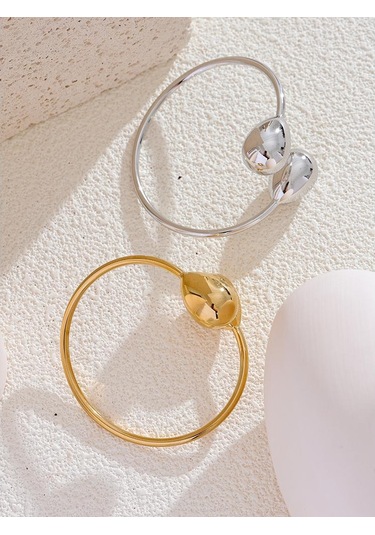 Altın Eetit Ayırt Edici Paslanmaz Çelik Su Damlası Manşet Ayarlanabilir Bilezik Bileklik Suya Dayanıklı Doku Metal Şık Takı Yeni Altın