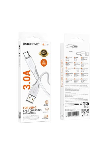 Borofone Bx119 Yeni Usb Usb-c / Tip-c Şarj Veri Kablosu, Uzunluk: 1m Beyaz