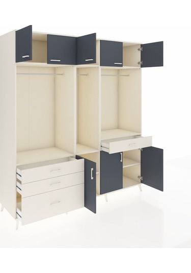 Kronos Dolap 8 Raflı 4 Çekmeceli 3 Askılı 220x59x243 Aytaşı-antrasit/aytaşı Antrasıt/aytası