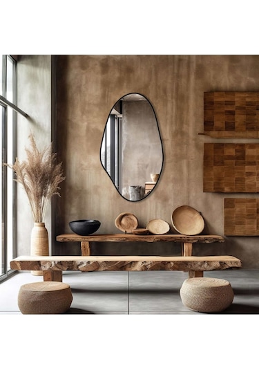 Asimetrik Ayna, Konsol Aynası, Dresuar Aynası, Tuvalet Aynası Holl Ayna 1.kalite Ayna 75x50 Cm 75 X 50 Siyah