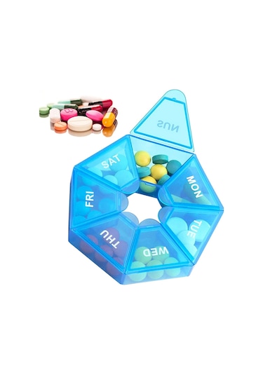 Sones 2 Adet Taşınabilir Şeffaf Nem Geçirmez Haftalık 7 Izgaralı Hap Saklama Kutusu Gül Pembesi