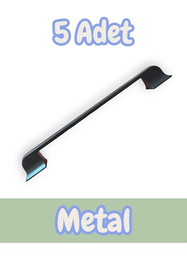 Beta Çizgili Antrasit Alüminyum Metal Lüks Modern Mobilya Çekmece Mutfak Dolabı Kulpu 160mm-192mm 5 Adet Antrasit